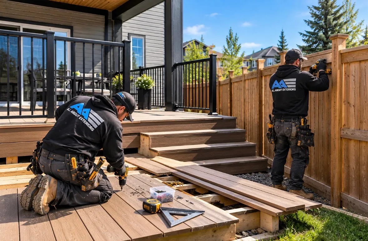 deck fence repair by All About Exteriors