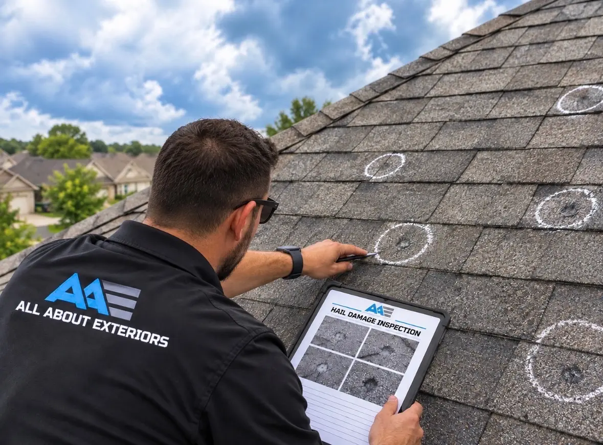 hail damage inspection by All About Exteriors