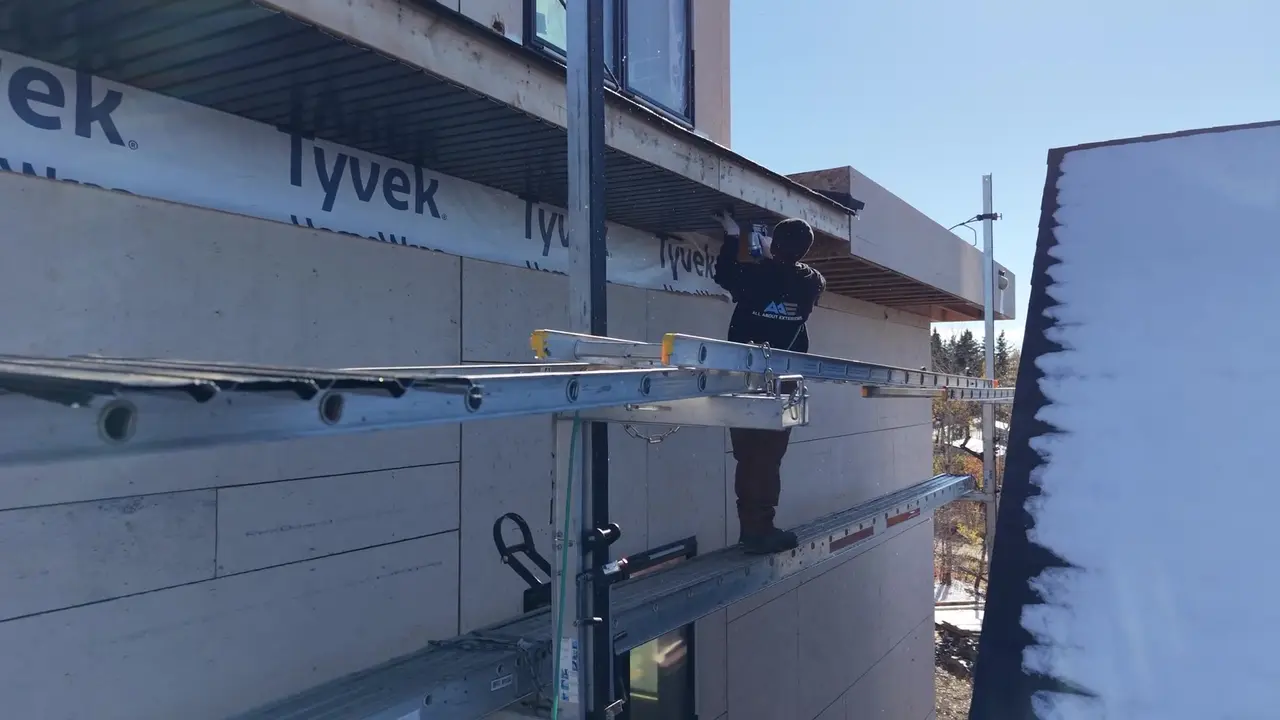 soffit tyvek scaffold clip by All About Exteriors